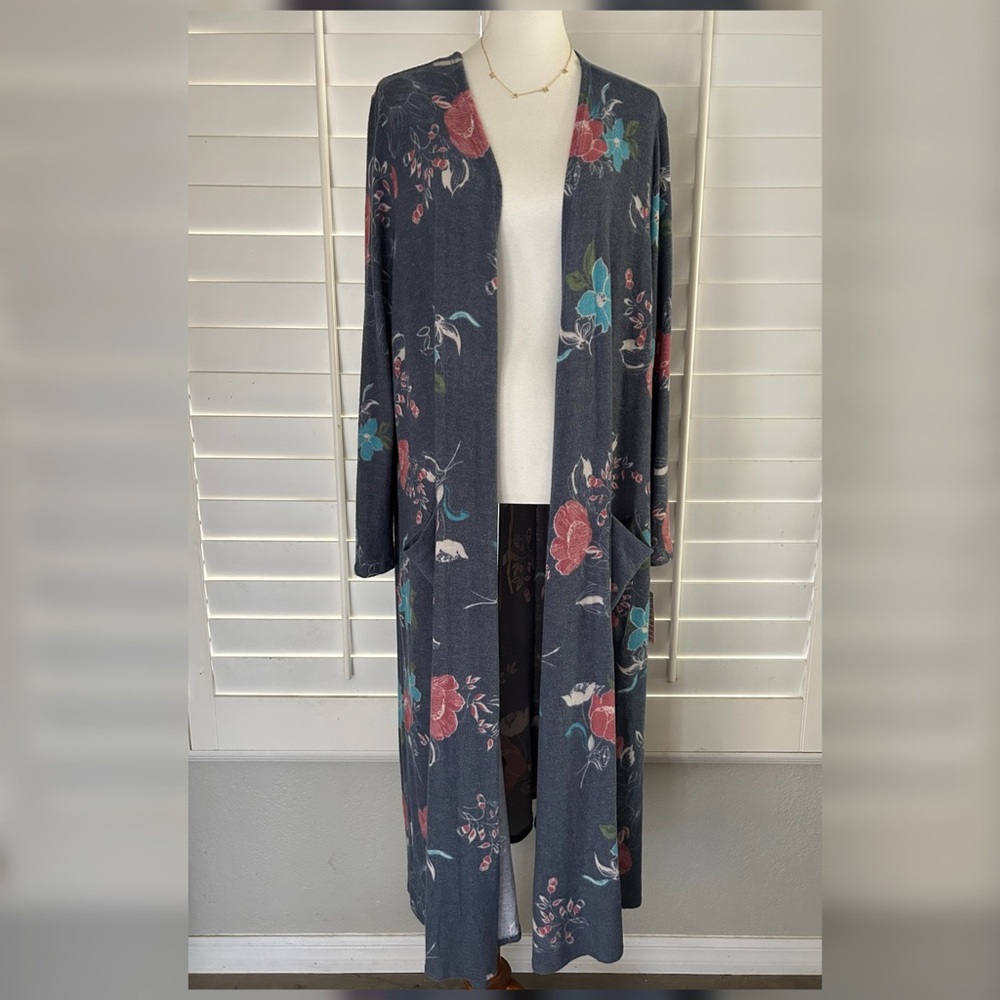 LULAROE • “Sarah” Open Front Maxi Cardigan Sweater (XL/14-18)